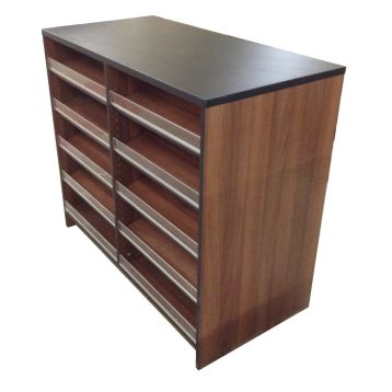 Confectionery / Crisp / Sweet Counter in Walnut Finish with Black Laminate Top (SFSC59)