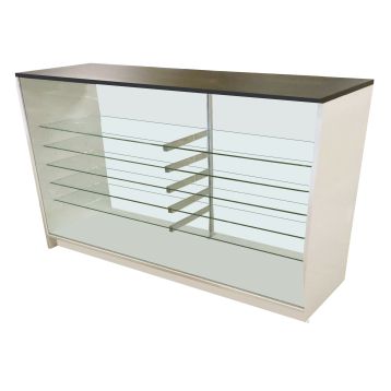 White High Gloss Counter With Glass Front & Open To Rear (2) - PRICE ON REQUEST