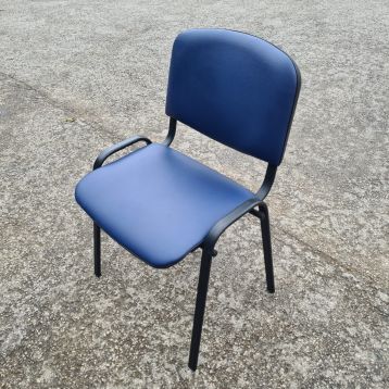Used Dark Blue Faux Leather Padded Chairs (N)