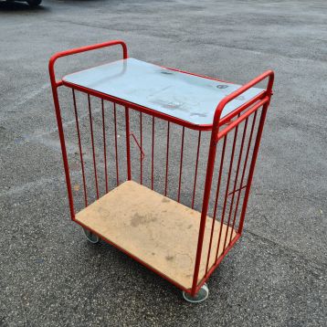 Used Red Order Picking Trolley With Flip Lid