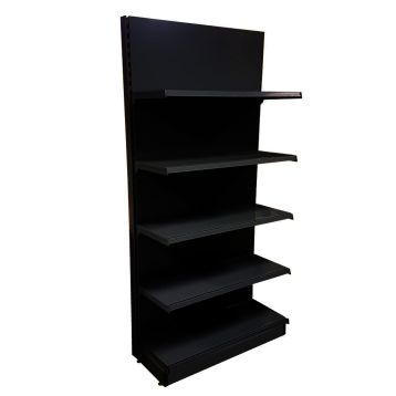 Black Retail Wall Shelving 1250mm Wide - Starter Unit - 2100mm High With 370mm Base Shelf