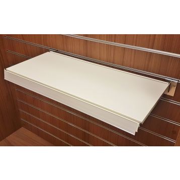 Metal Display Shelves with Slatwall Economy Brackets & Cream Epos - Jura White