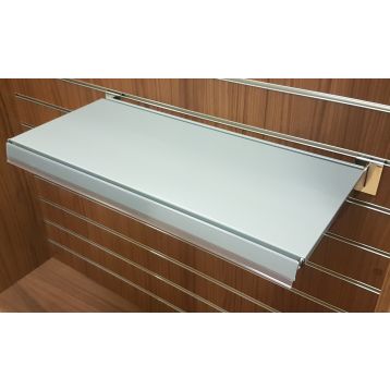 Metal Display Shelves with Slatwall Economy Brackets & Clear Epos - Silver