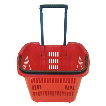 Red Plastic Shopping Trolley - Genslide