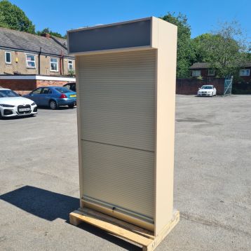 Used Cream Floorstanding Roller Shutter Tambour Display Unit