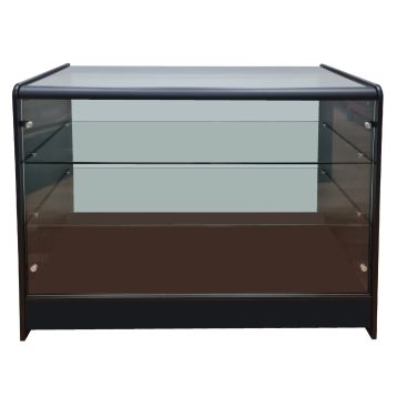 Economy Self Assembly Counter Full Glass 1200mm Black 1545