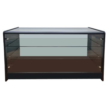 Economy Self Assembly Counter Full Glass 1800mm Black 1546