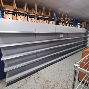 Used 6 x 1250mm Silver Wall Shelving 