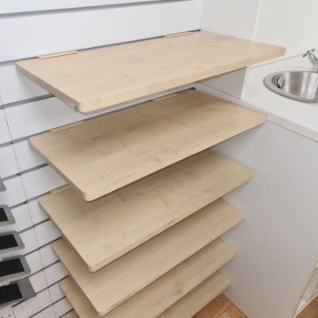 Used Slatwall Wood Display Shelves (A)