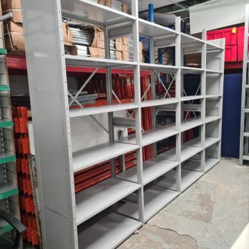 Used Grey Steel Storage Racking (4 x Running Bays) 455mm Deep (E)