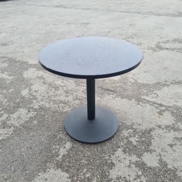 Used Large Round Solid Wood Top Display Table With Cast Iron Base