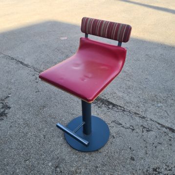 Used Red Faux Leather Padded Stools with Backrest
