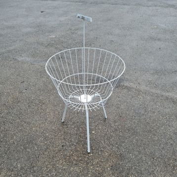 Used White Round Metal Dump Bin