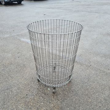 Used Chrome Round Dump Bin on Wheels