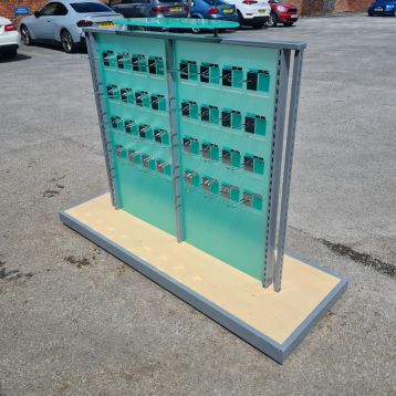 Used Double Sided Acrylic Slatwall Stand on Wheels