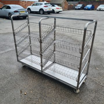 Used Stainless Steel Bread / Cake Shelving Unit Trolley on Wheels