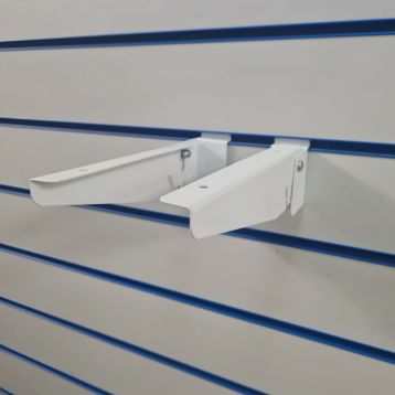 Used White Multi Angle Slatwall Wood Shelf Brackets - Sold In Pairs