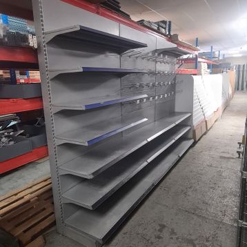 Used 3 x 1250mm Amx-35 Silver Grey Wall / Peg Shelving Bays