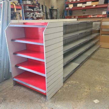 Used 4 x 1000mm Amx-35 Silver Grey Gondola Shelving Bays & 1 x 1000mm End Units 