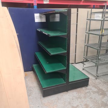 Used 1 x 1250mm Green & Black Gondola Peg / Shelving Unit