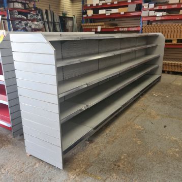 Used 4 x 1000mm & 1 x 650mm Amx-35 Silver Grey Low Wall Shelving Bays