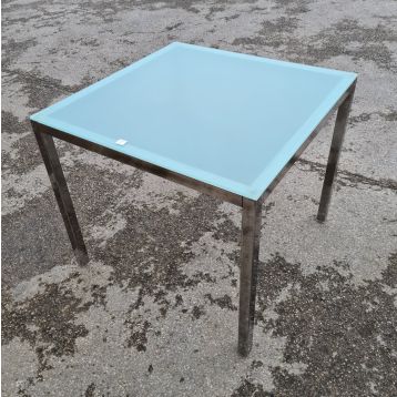 Used Toughened Glass Table With Chrome Frame