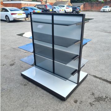 Used Double Sided Glass Display Stand (7 x Shelves)