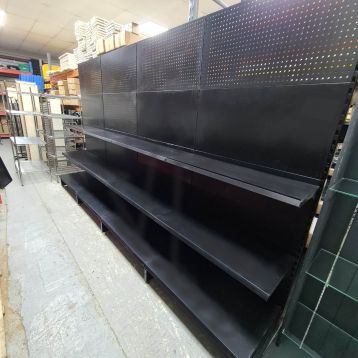 Used 4 x 1000mm Black Wall Peg Shelving