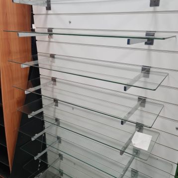Used Toughened Glass Display Shelves & Slatwall Glass Brackets