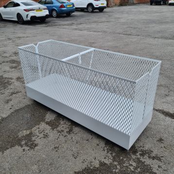 Used Large White Metal Dump Bin on Wheels