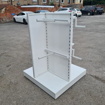 Used White 4 Sided Clothing Display Stand