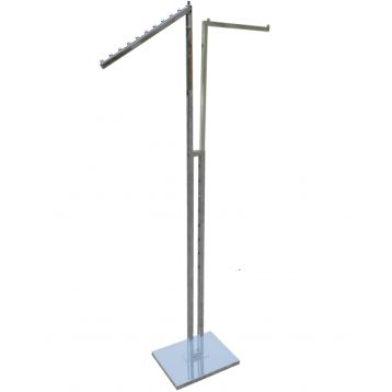 ADJUSTABLE CHROME 1 SLOPING & 1 STRAIGHT ARM GARMENT RAIL