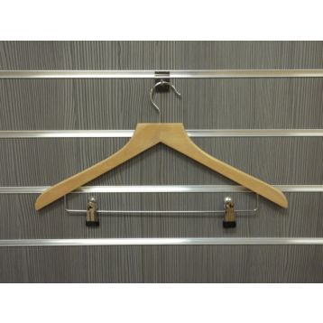 WOODEN SUIT HANGER WITH METAL CLIPS  1020