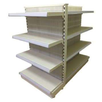 GONDOLA SHELVING & END UNIT COMPLETE WITH SLATWALL BOARD TO REAR (A)