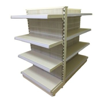 GONDOLA SHELVING & END UNIT COMPLETE WITH SLATWALL BOARD TO REAR (B)