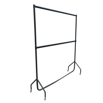 STANDARD BLACK HEAVY DUTY GARMENT RAIL COMPLETE WITH 18" EXTENSIONS & CENTRE BAR