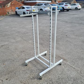 Used White & Silver Double Sided Straight Arm Display Stand