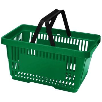 Green Plastic Shopping Baskets - 21 Litre