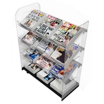 Mobile 12 Title Acrylic Newspaper Display Stand