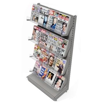 Wall Shelving 1250mm Starter Unit: Perspex  Newspaper Display